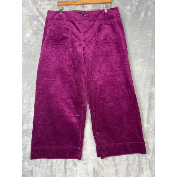 Maeve Anthropologie The Colette Corduroy Wide Leg Purple Size 16 - Picture 3 of 14